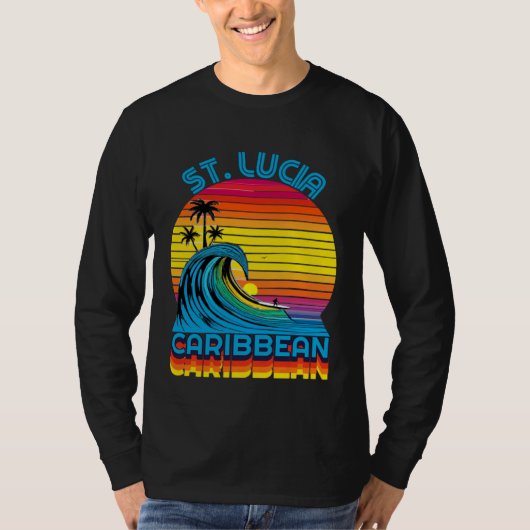 T-shirt St Lucia Caribbean Retro Throwback Surf & Beach So (Devant)