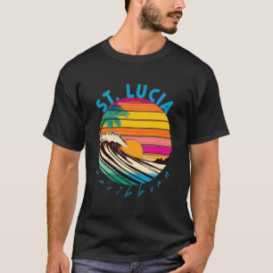 T-shirt St Lucia Retro 1980S Style Plage Caraïbes