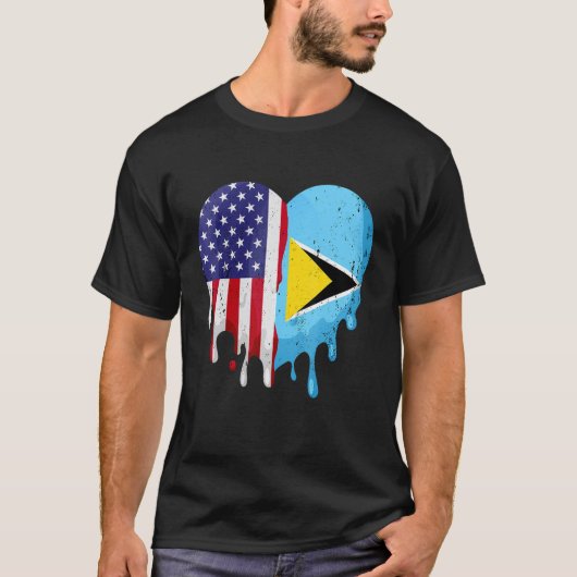 T-shirt St Lucian Patriot Américain Cultivé Pays Fondre H (Devant)