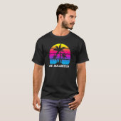 T-shirt St Maarten Retro Palm Tree Sunset Vacances Plage T (Devant entier)