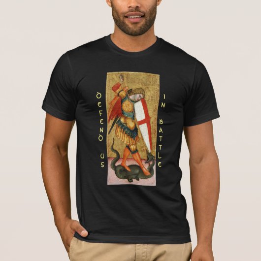 T-shirt St Michael Archangel et Dragon Sienese Noir (Devant)