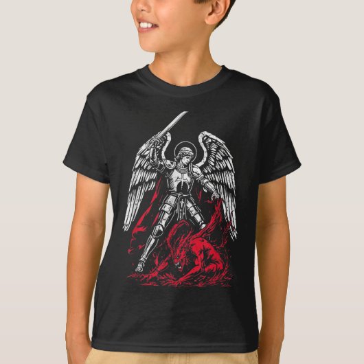 T-shirt St Michael The Archangel Defeats Satan Catholic  (Devant)