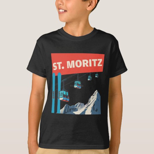 T-shirt St. Moritz Skiing - Retro St. Moritz Ski (Devant)