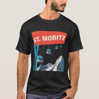 T-shirt St. Moritz Skiing - Retro St. Moritz Ski 