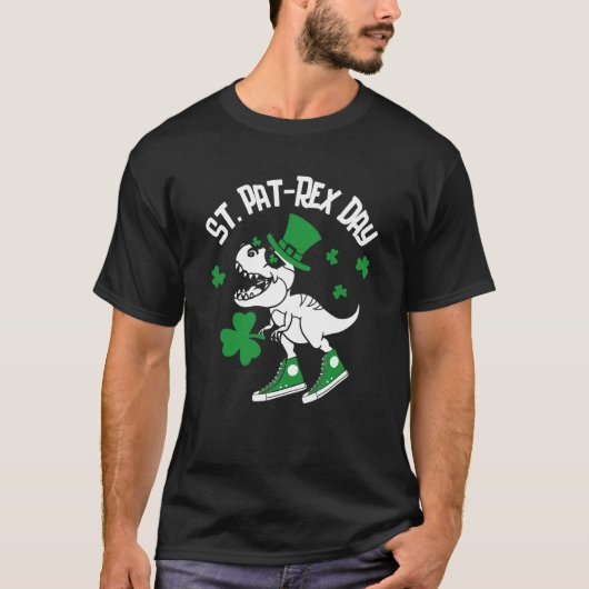 T-shirt St Pat Rex Day Dinosaur Lucky Shamrock St Patrick' (Devant)
