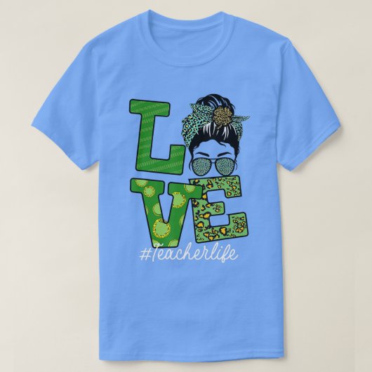 T-shirt St patrick acher Messy Bun Love Leopard Shamroc (Design devant)