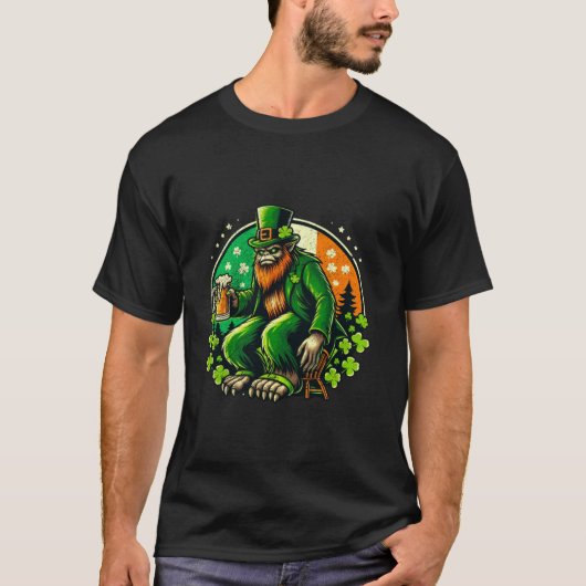 T-shirt St patrick Bigfoot Cloche Leaf préchaun Bigfoot (Devant)