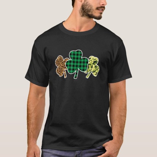 T-shirt St patrick Camouflage Shamrock léopard mignon (Devant)