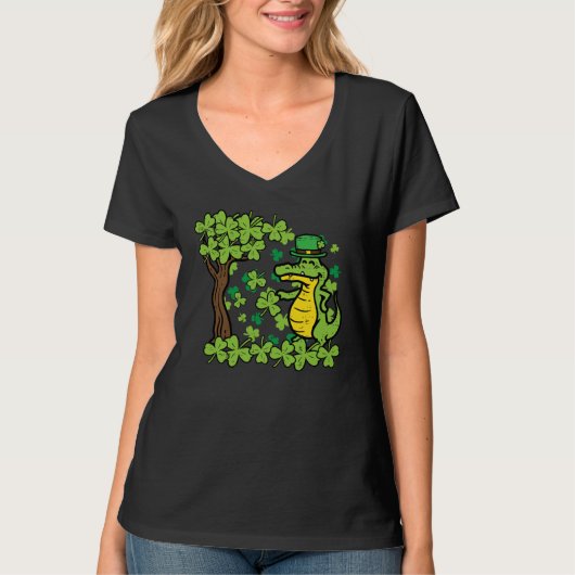 T-shirt St Patrick Day Alligator Shamrock Saint Pattys Men (Devant)