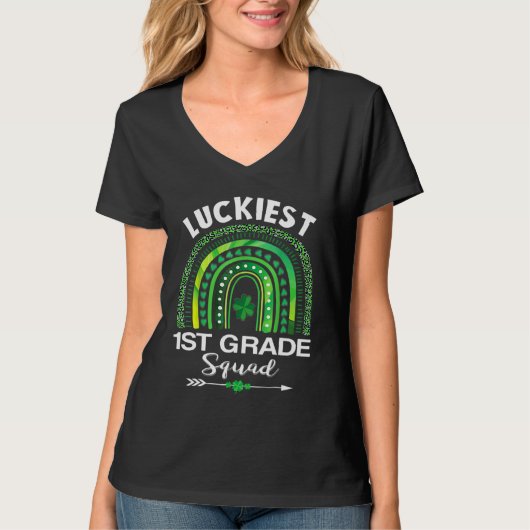 T-shirt St Patrick Day Enseignant Cute Luckiest 1ère class (Devant)