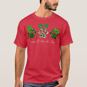 T-shirt St Patrick Day Paw léopard shamrock Chat Chien Mam