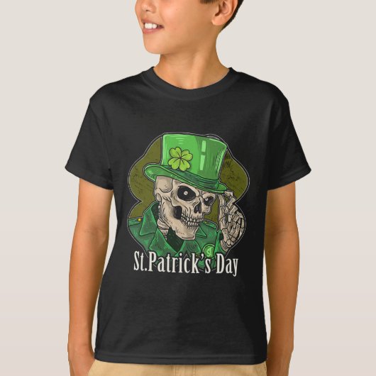 T-shirt St Patrick Day Skeleton Clover Fun Sarcastique (Devant)