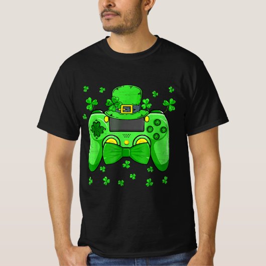 T-shirt St patrick de Cravate Bow du contrôleur de jeu vid (Devant)