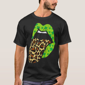 T-shirt St patrick de langue Empreinte de léopard des lèvr