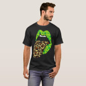 T-shirt St patrick de langue Empreinte de léopard des lèvr (Devant entier)