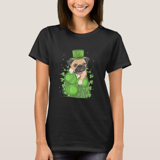T-shirt St Patrick jour de la Saint-Patrick Pug Chiot Chie (Devant)