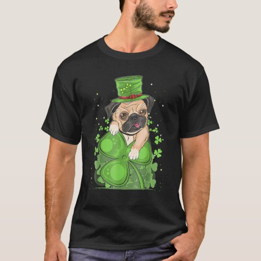 T-shirt St Patrick jour de la Saint-Patrick Pug chiot Chie (Devant)