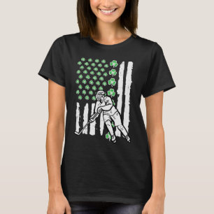 T-shirt St Patrick Jour Hockey sur glace US Drapeau Saint