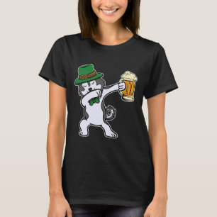 T-shirt St Patrick Jour Husky Sibérien Chien Dabbing Lepre