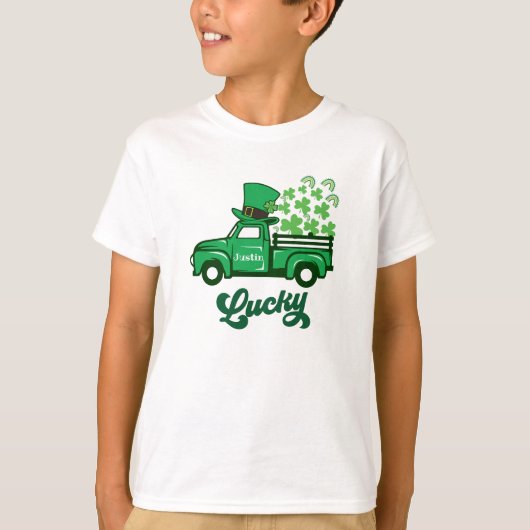 T-shirt St Patrick Leprechaun Camion Rainbow Luck Shamrock (Devant)