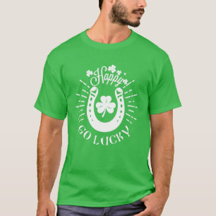 T-shirt St Patrick’S Day Happy Go Lucky Clover Horseshos S