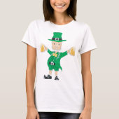 T-shirt St Patrick’s Day Leprechaun with Beer Mugs (Devant)