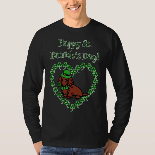 T-shirt St Patrick S Day Red Long Dachshund (Devant)