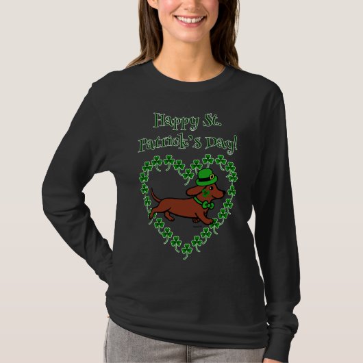 T-shirt St Patrick S Day Red Smooth Dachshund (Devant)