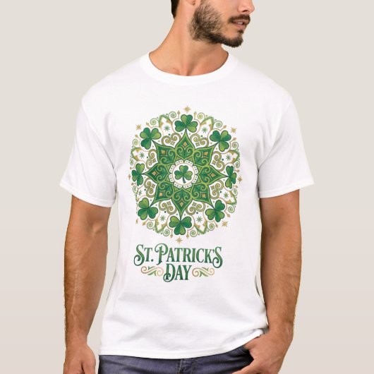 T-shirt St. Patrick’s Day Shamrock Mandala Design (Devant)