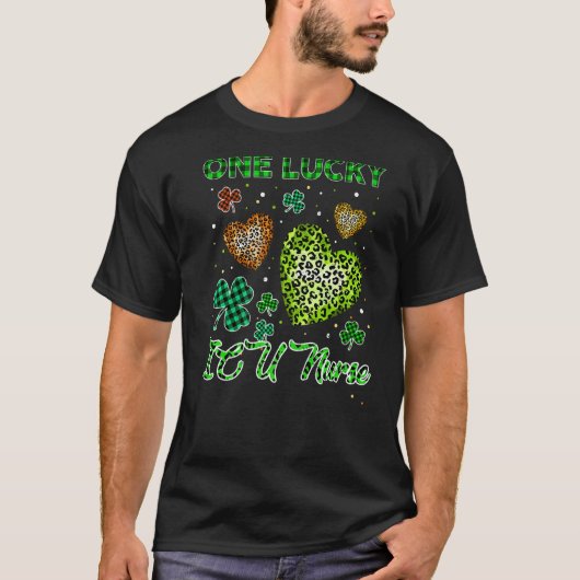T-shirt St patrick Un Lucky Infirmière Icu Buffalo Leopard (Devant)