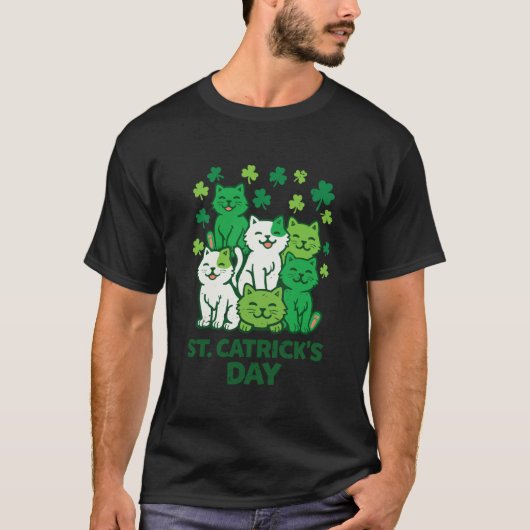 T-shirt St Patricks Catricks Day Chats Drôle Manches Longu (Devant)