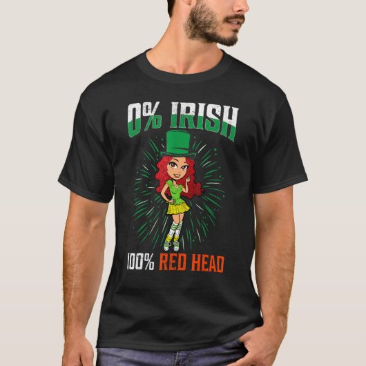 T-shirt St Patrick's Day 0 Irish 100 Red Heart 1 (Devant)