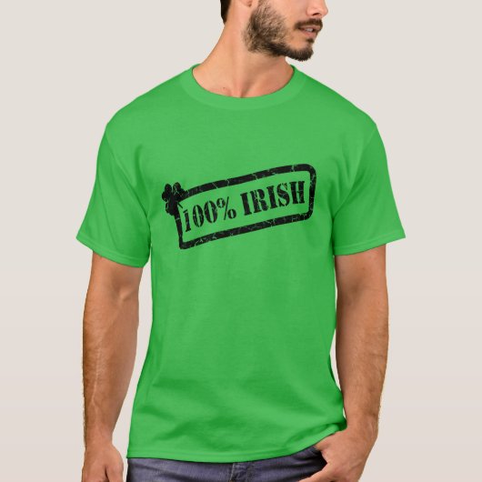 T-shirt St. Patrick's Day 100% Shamrock irlandais Green M (Devant)