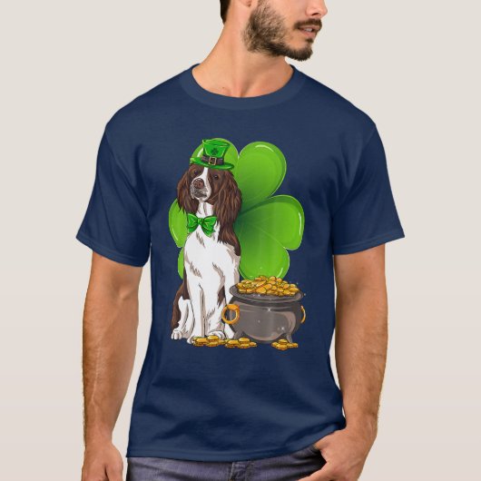 T-shirt St Patrick's Day Anglais Springer Shamrock espagno (Devant)