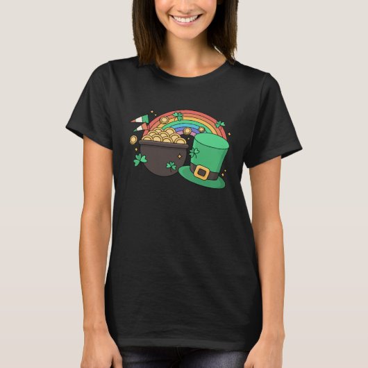 T-shirt St Patricks Day Apparel leprechaun Pot of Gold rai (Devant)