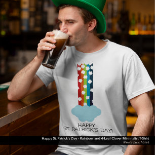 T-shirt St. Patrick's Day Arc-en-ciel minimaliste de trèfl