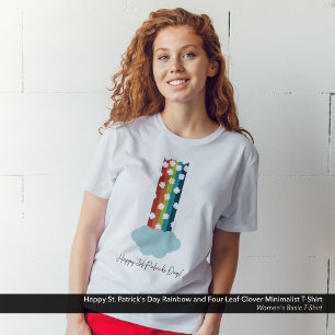 T-shirt St. Patrick's Day Arc-en-ciel minimaliste de trèfl