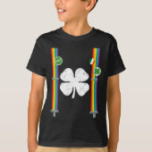 T-shirt St. Patrick's Day Arc-en-ciel Suspenders Clover Bo (Devant)