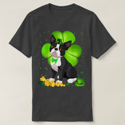 T-shirt St Patrick's Day Boston Terrier Shamrock Pet Lover (Design devant)