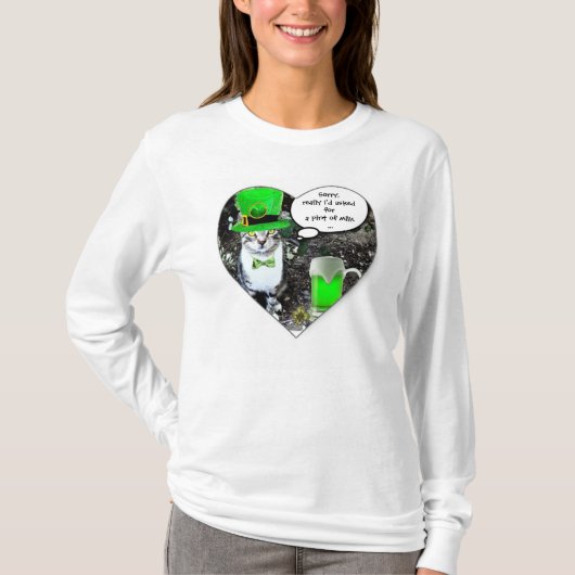 T-SHIRT ST PATRICK'S DAY CHAT AVEC BIÈRE IRLANDAISE VERTE  (Devant)