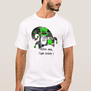 T-SHIRT ST PATRICK'S DAY CHAT AVEC BIÈRE IRLANDAISE VERTE,