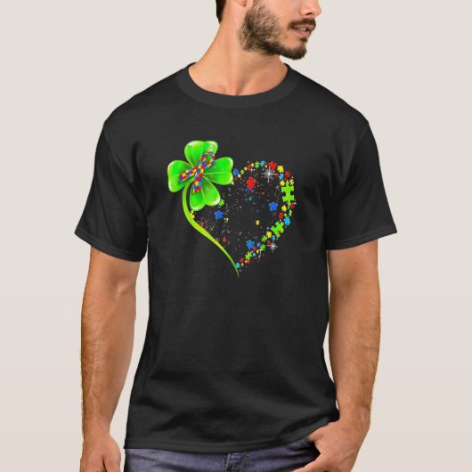 T-shirt St Patricks Day Clover Autism Funny Autism Awarene (Devant)