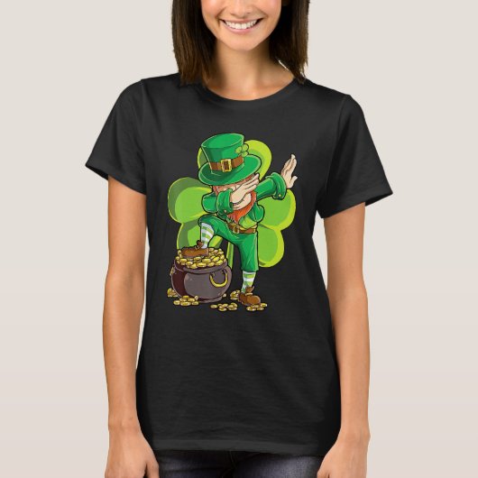 T-shirt St Patricks Day Dabbing Leprechaun Boys Men Funny  (Devant)