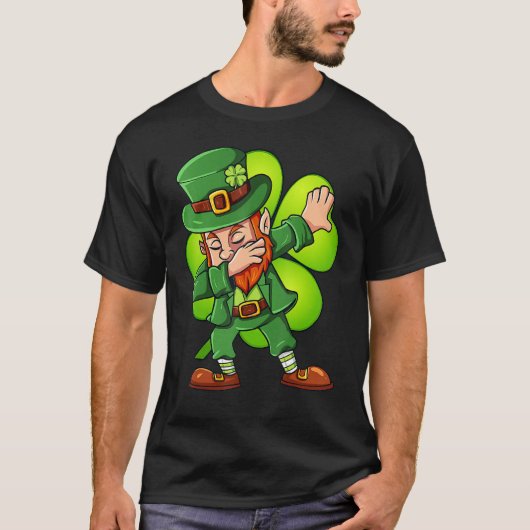 T-shirt St Patricks Day Dabbing Leprechaun Clover Boys Gir (Devant)
