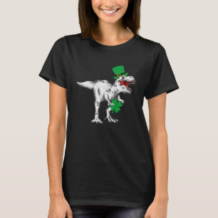 T-shirt St Patrick's Day Dinosaur Rex Four Leaf C Kids You