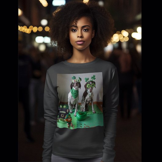 T-shirt St. Patrick's Day Dogs Party Dames Long Sleeve