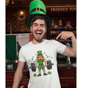 T-shirt St. Patrick's Day Drôle Leprechaun Barbell Gym