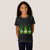 T-Shirt St. Patrick's Day Girl Gnomes with Bows and Clover (Devant entier)