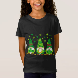 T-Shirt St. Patrick's Day Girl Gnomes with Bows and Clover