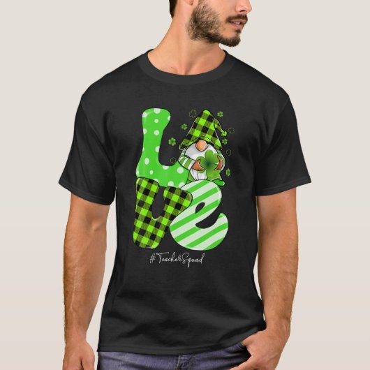 T-shirt St Patrick's Day Gnome Love Teacher Squad Preschoo (Devant)